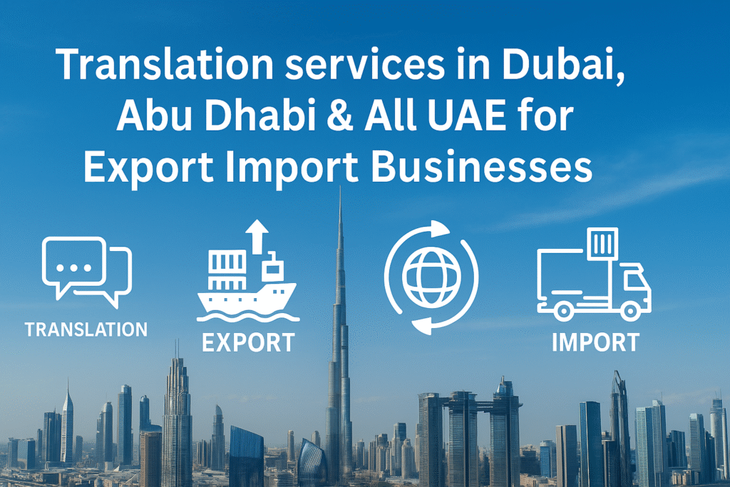 Translation services in Dubai, Abu Dhabi & All UAE for Export Import businesses